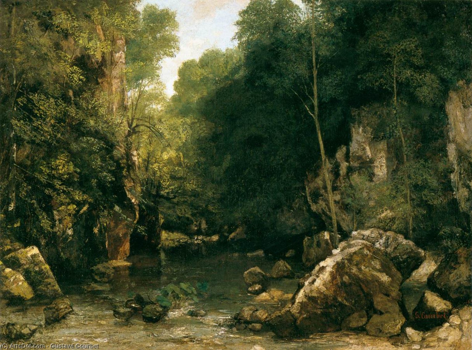 The Shaded Stream (or The Puits Noir Stream) — Gustave Courbet