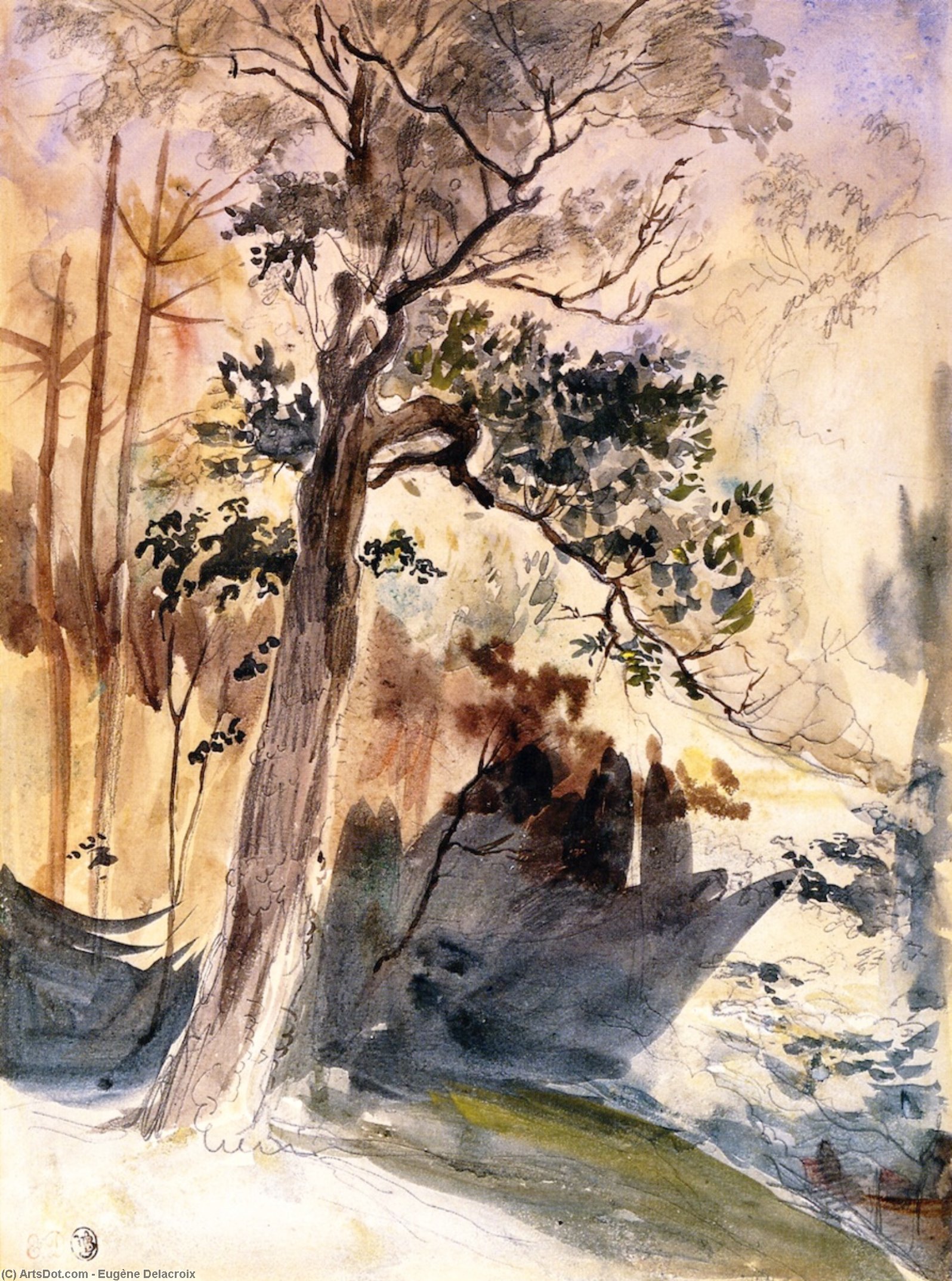 Patch Of Forest With An Oak Tree — Eugène Delacroix