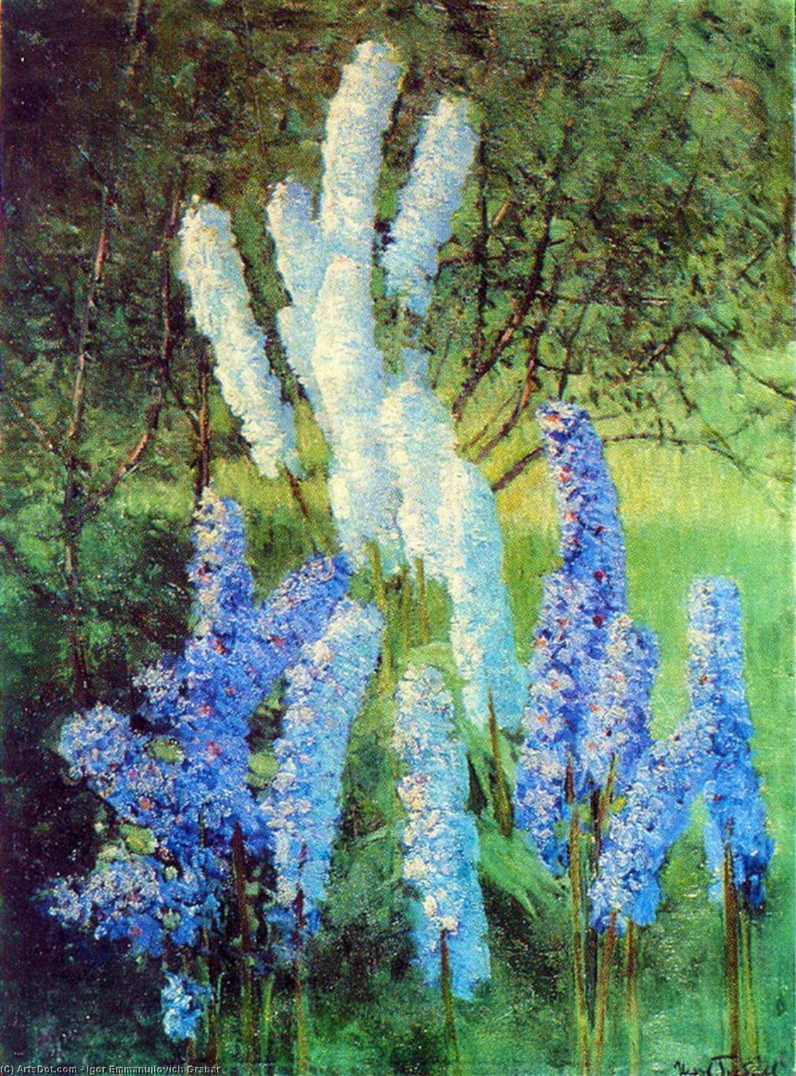Delphiniums In The Garden — Igor Emmanuilovich Grabar