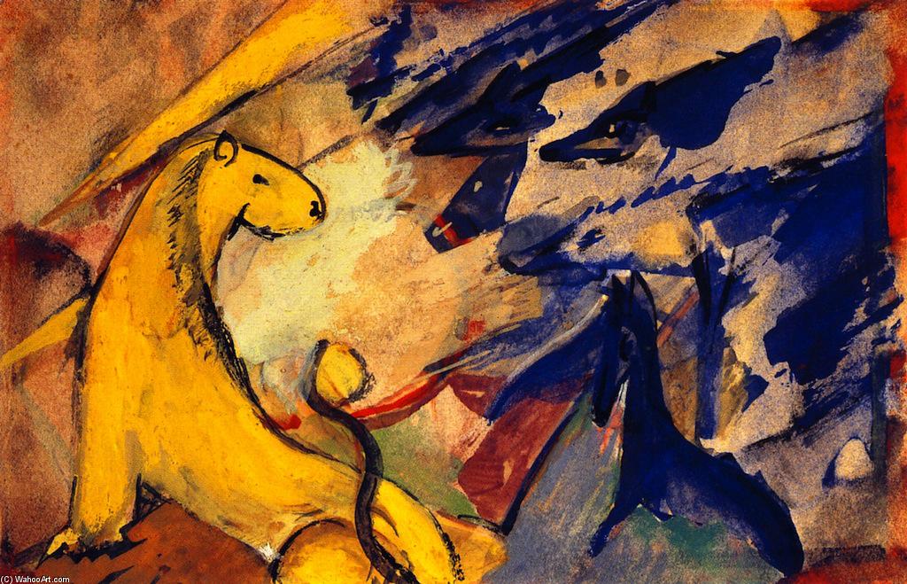 Yellow Lion, Blue Foxes, Blue Horse — Franz Marc