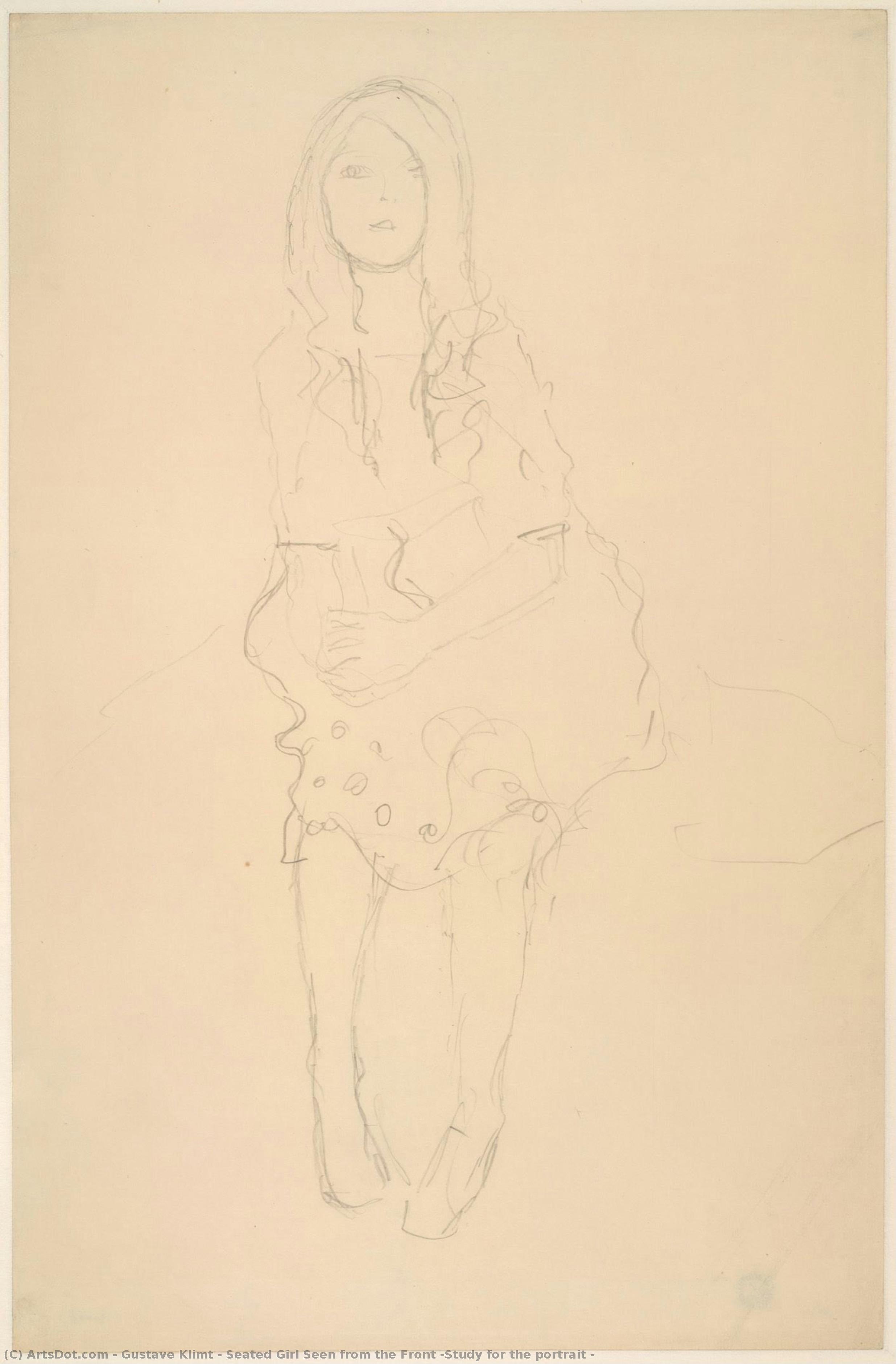 Seated Girl Seen From The Front (study For The Portrait — Gustav Klimt