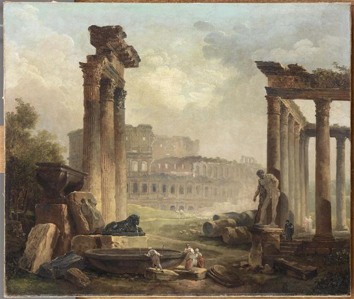 Ruines Romaines Avec Le Colisee — Hubert Robert