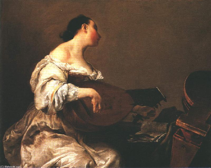 Woman Playing A Lute — Giuseppe Maria Crespi