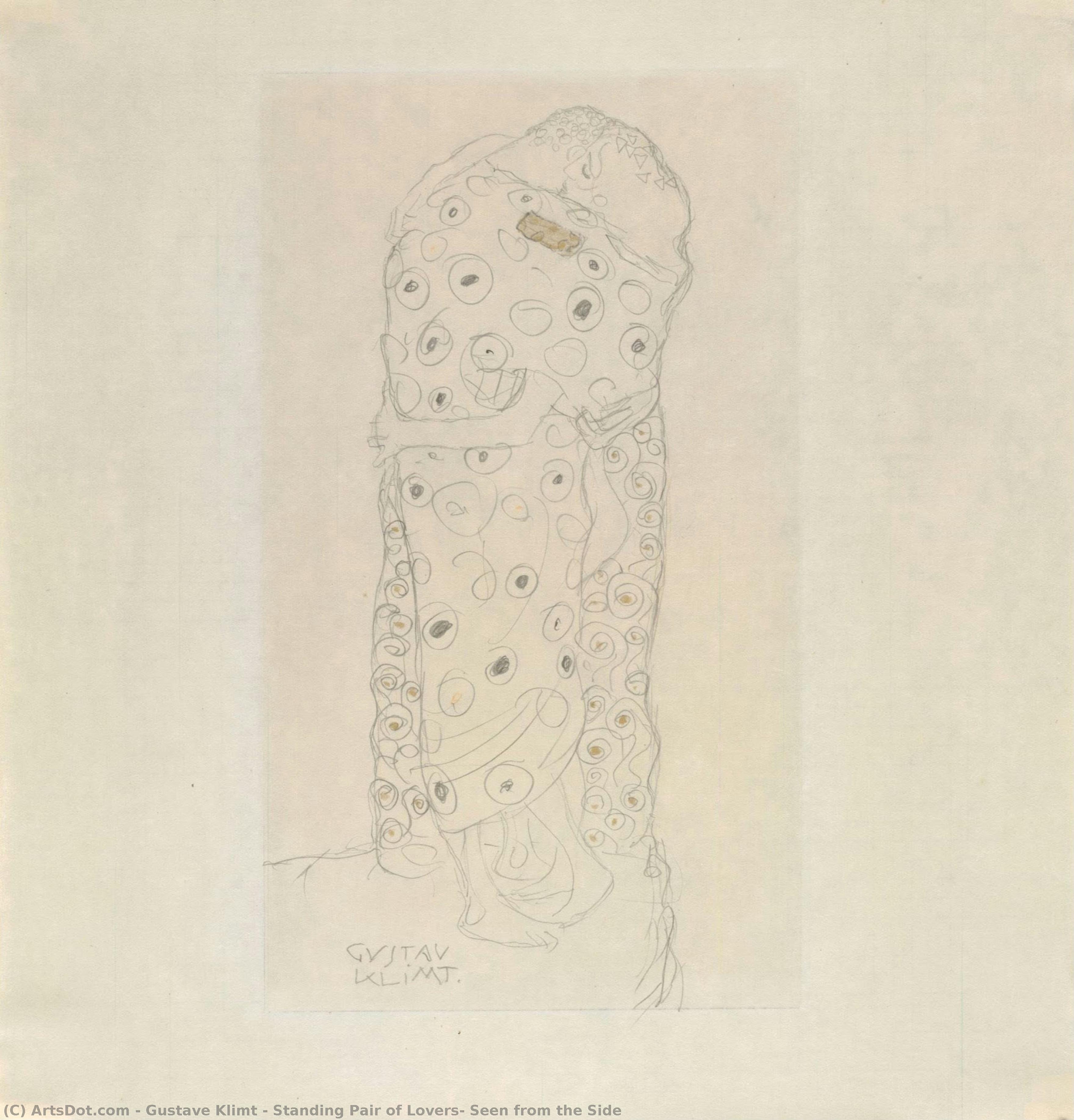 Standing Pair Of Lovers, Seen From The Side — Gustav Klimt