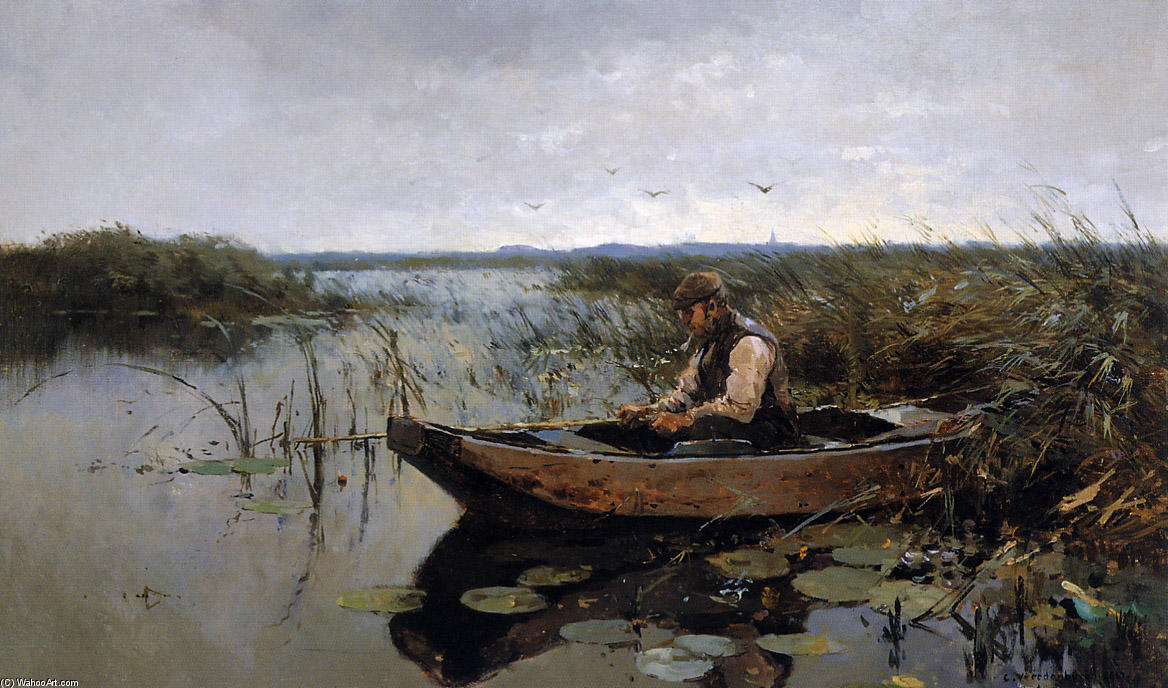 Fisherman On A Poldercanal — Cornelis Vreedenburgh