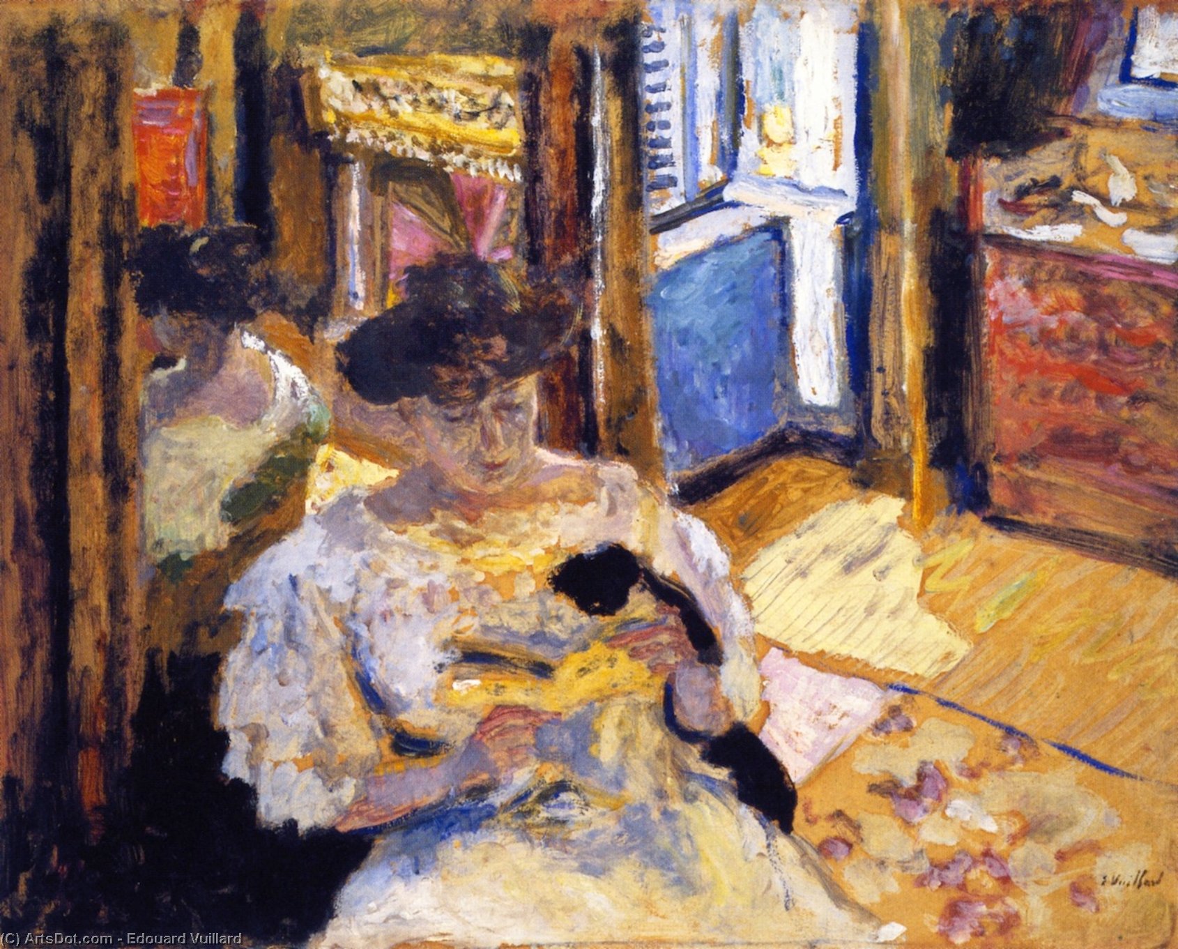 Woman Seated On A Sofa (also Known As The Dressing-room, Madame Hessel Reading At Amfréville) — Jean-édouard Vuillard