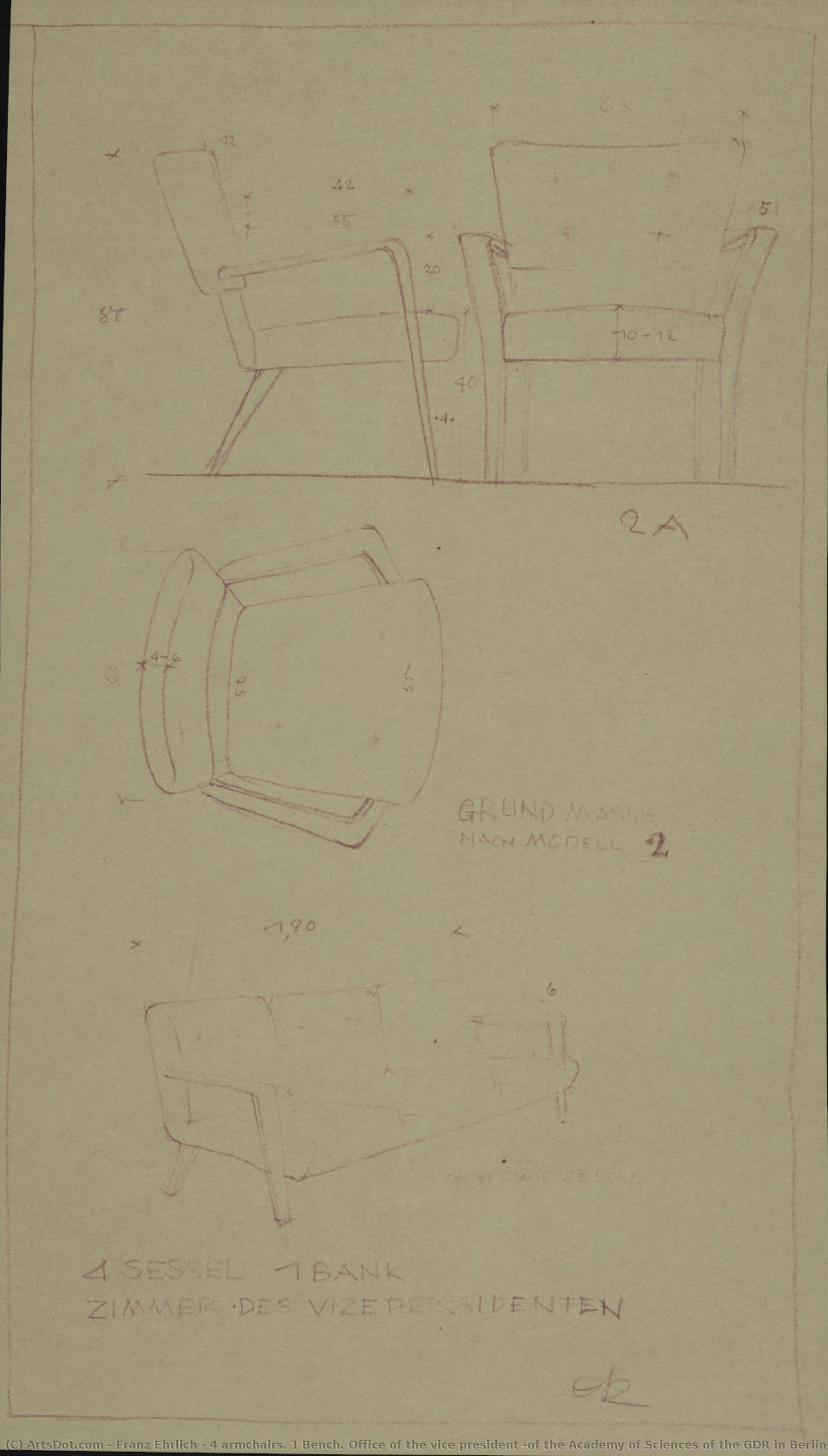 4 Armchairs. 1 Bench. Office Of The Vice President (of The Academy Of Sciences Of The Gdr In Berlin) — Franz Ehrlich