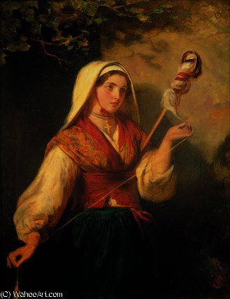 Young Woman Spinning Wool — Abraham Solomon
