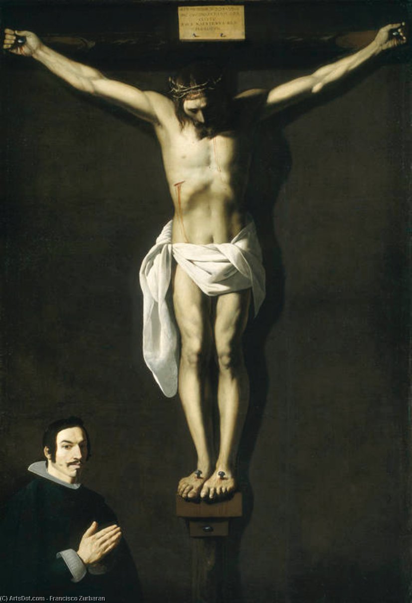 Christ Crucified, With The Sponsor — Francisco De Zurbarán