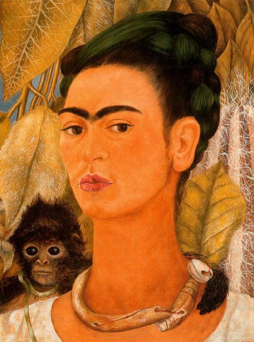 Autorretrato Con Mono — Frida Kahlo