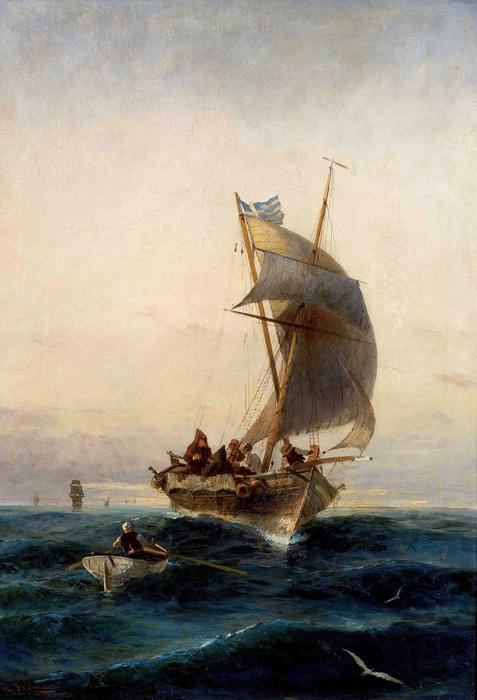 Fishing Boat On Choppy Waters — Konstantinos Volanakis