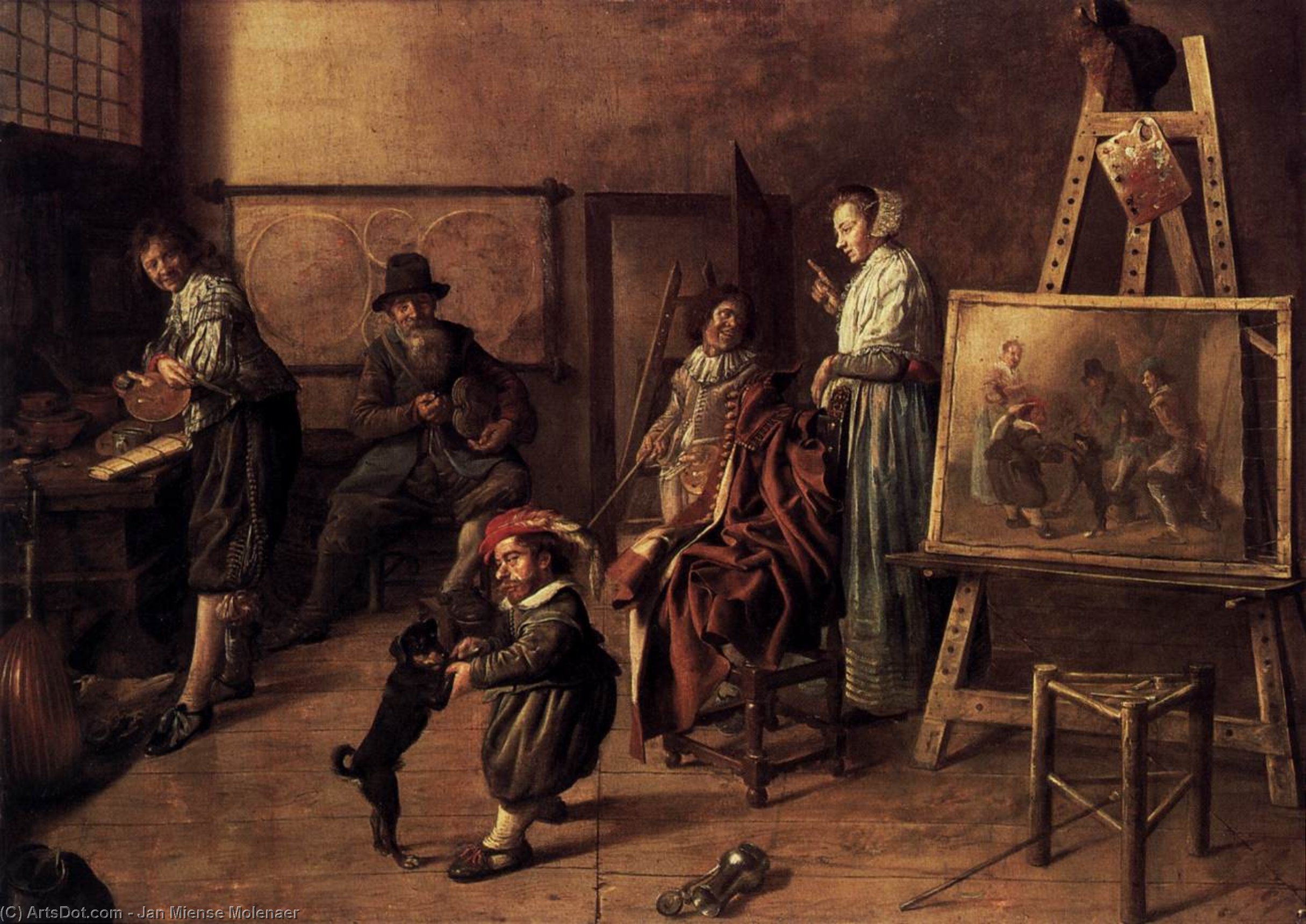 Painter In His Studio, Painting A Musical Company — Jan Miense Molenaer