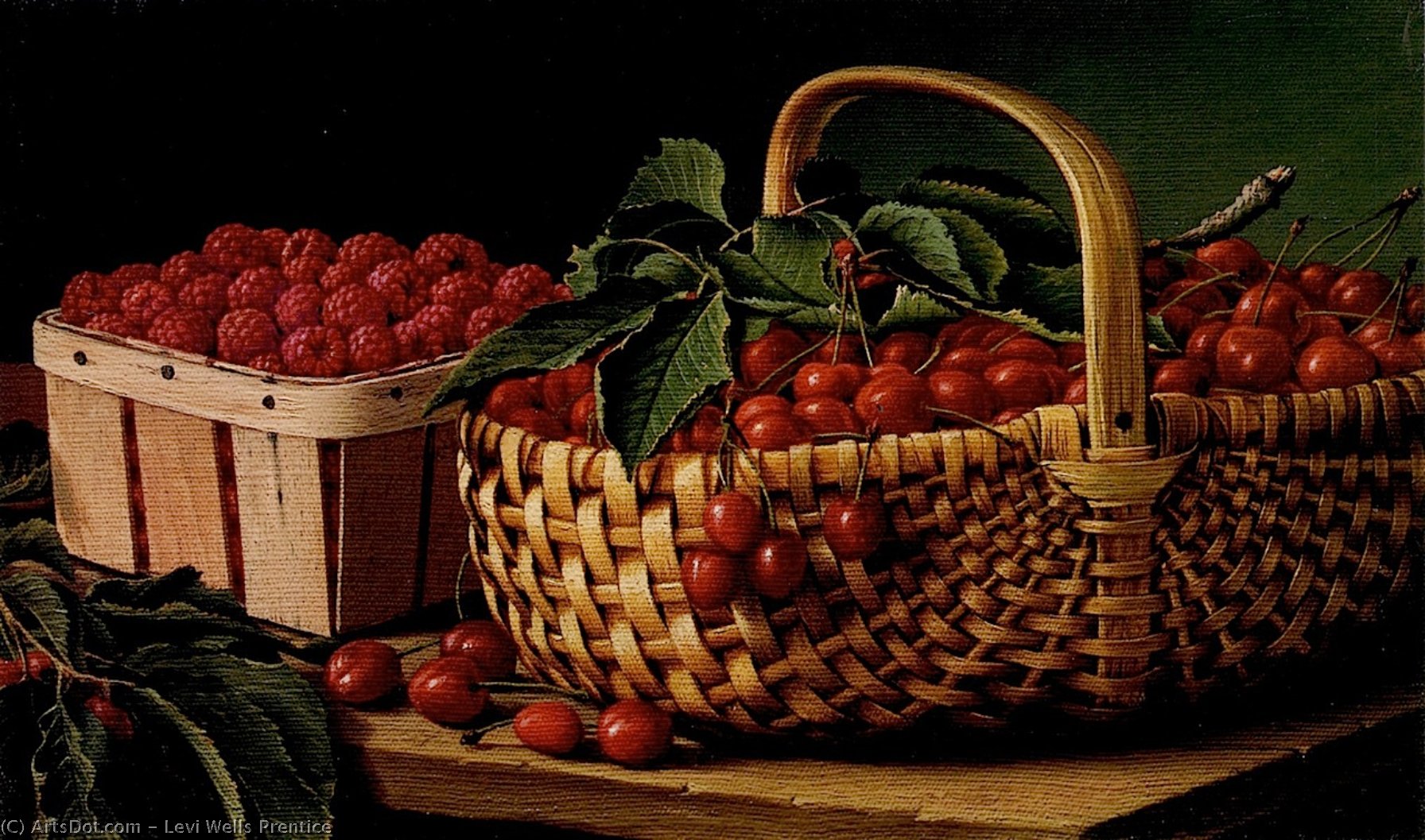 Still Life With Raspberries And Cherries — Levi Wells Prentice