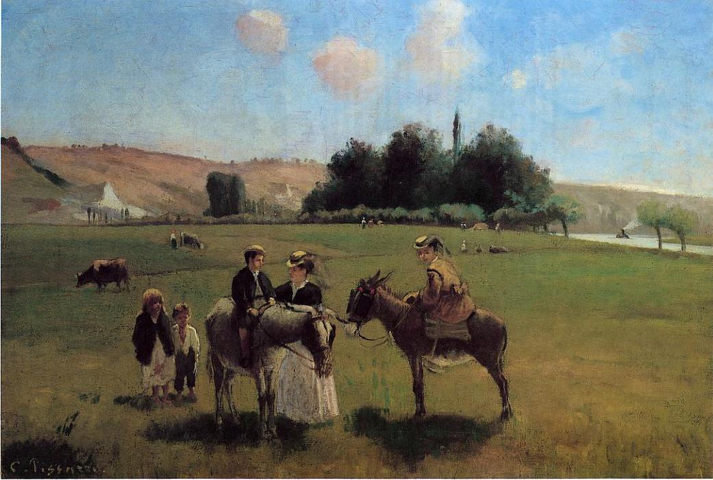 The Donkey Ride At Le Roche Guyon — Camille Pissarro