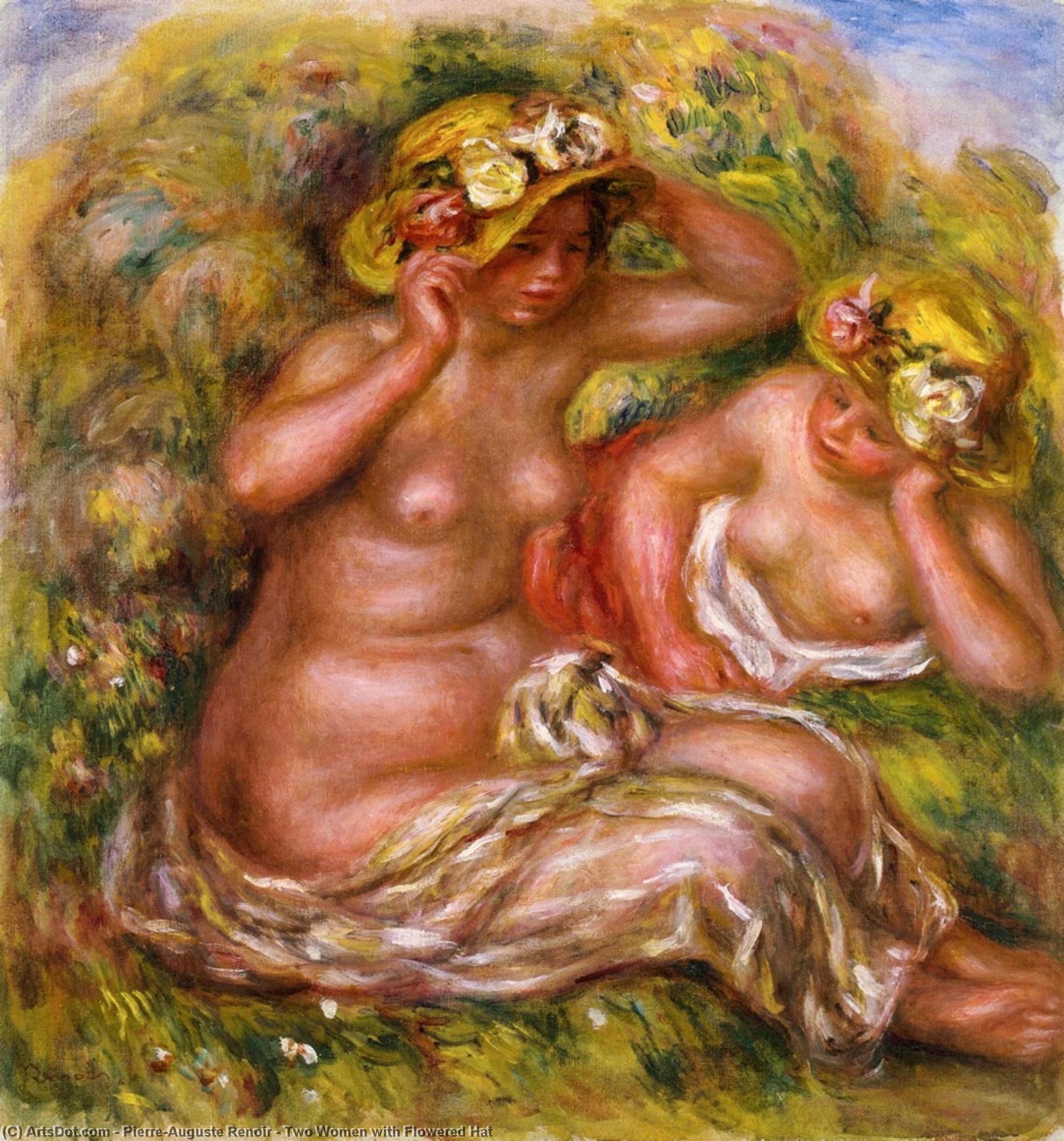 Two Women With Flowered Hat — Pierre-auguste Renoir