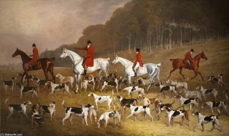 Sir Jacob Astley, 6th Bt, 16th Baron Hastings, On A Grey Hunter, With Huntsmen And Hounds At Melton Constable — Edwin Cooper