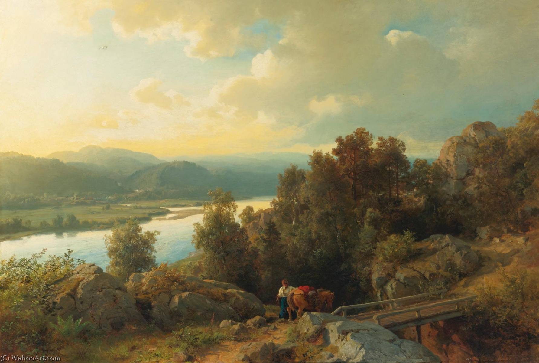 A Lakeside Landscape — Hans Fredrik Gude