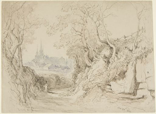 Landscape With Litchfield Cathedral In The Background — David Cox