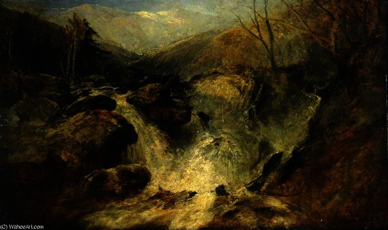 A Mountain Waterfall In Snowdonia — William James Müller