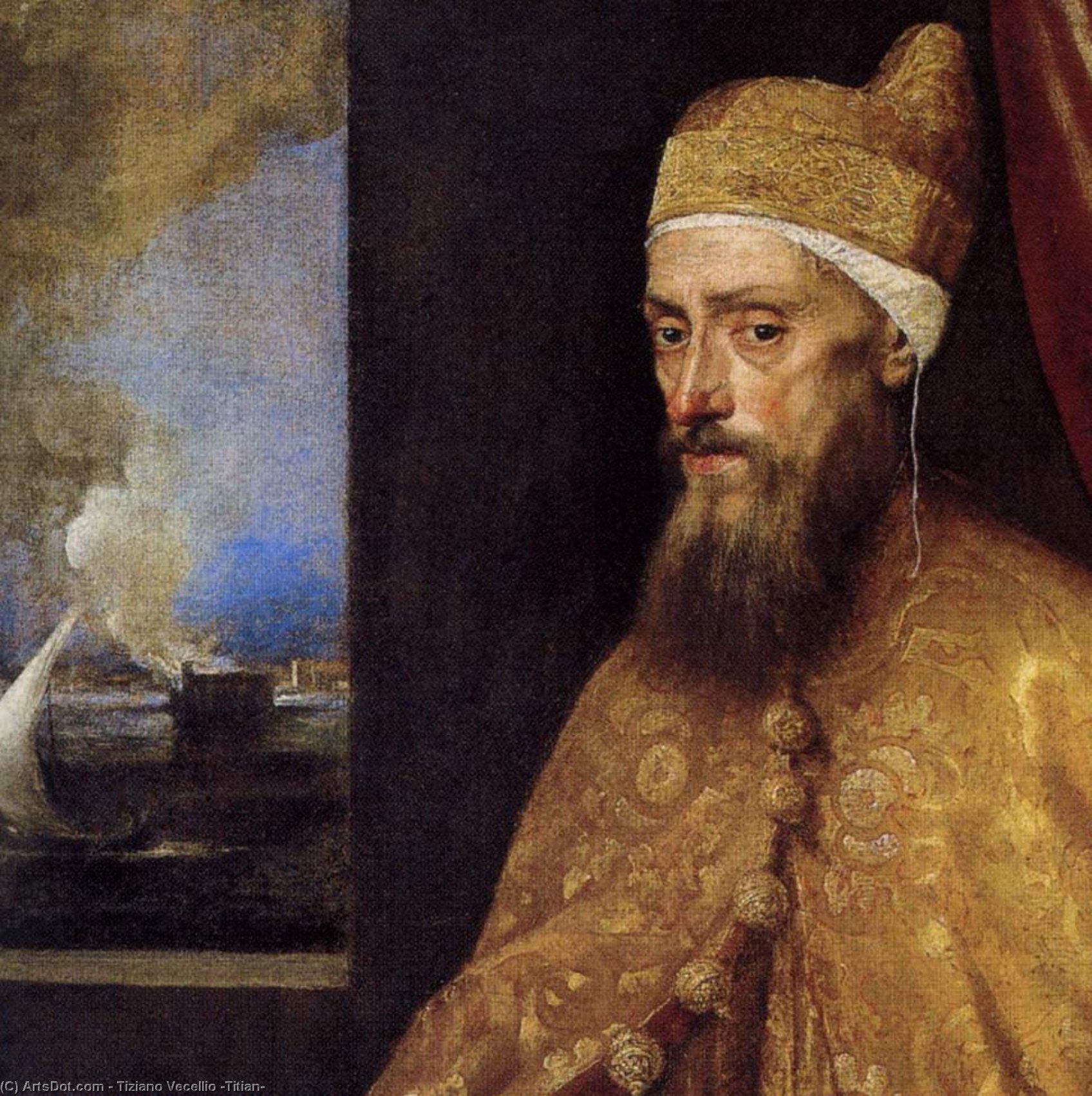 Portrait Of The Doge Francesco Venier (detail) — Titian