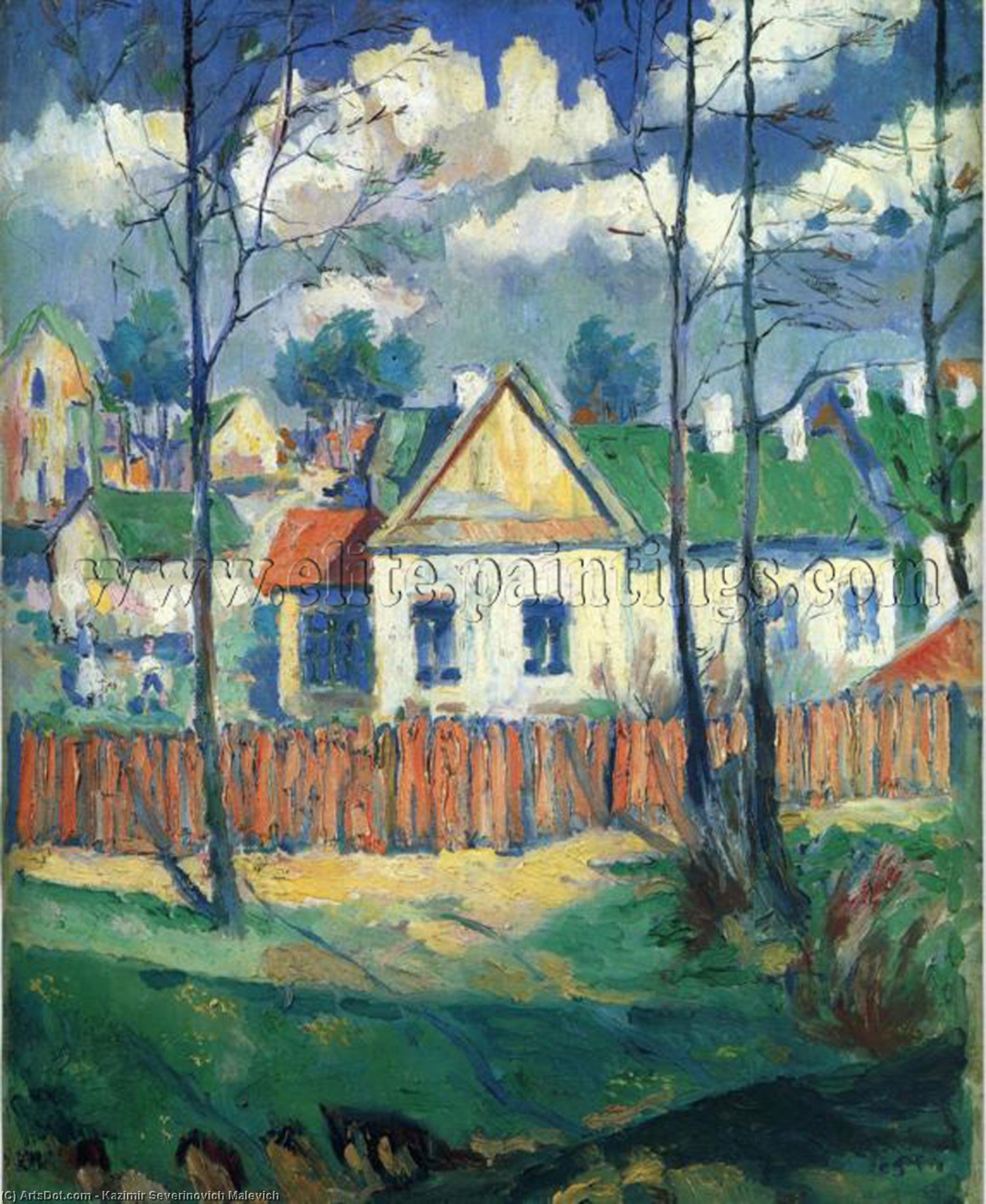 Spring Landscape With A Cottage — Kazimir Malevich