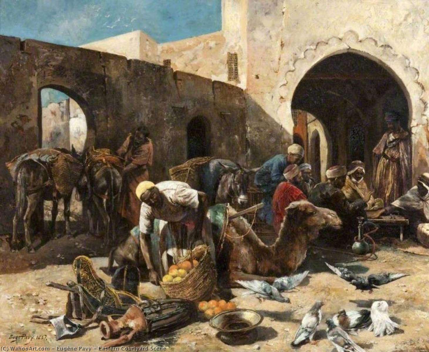 Eastern Courtyard Scene — Eugène Pavy