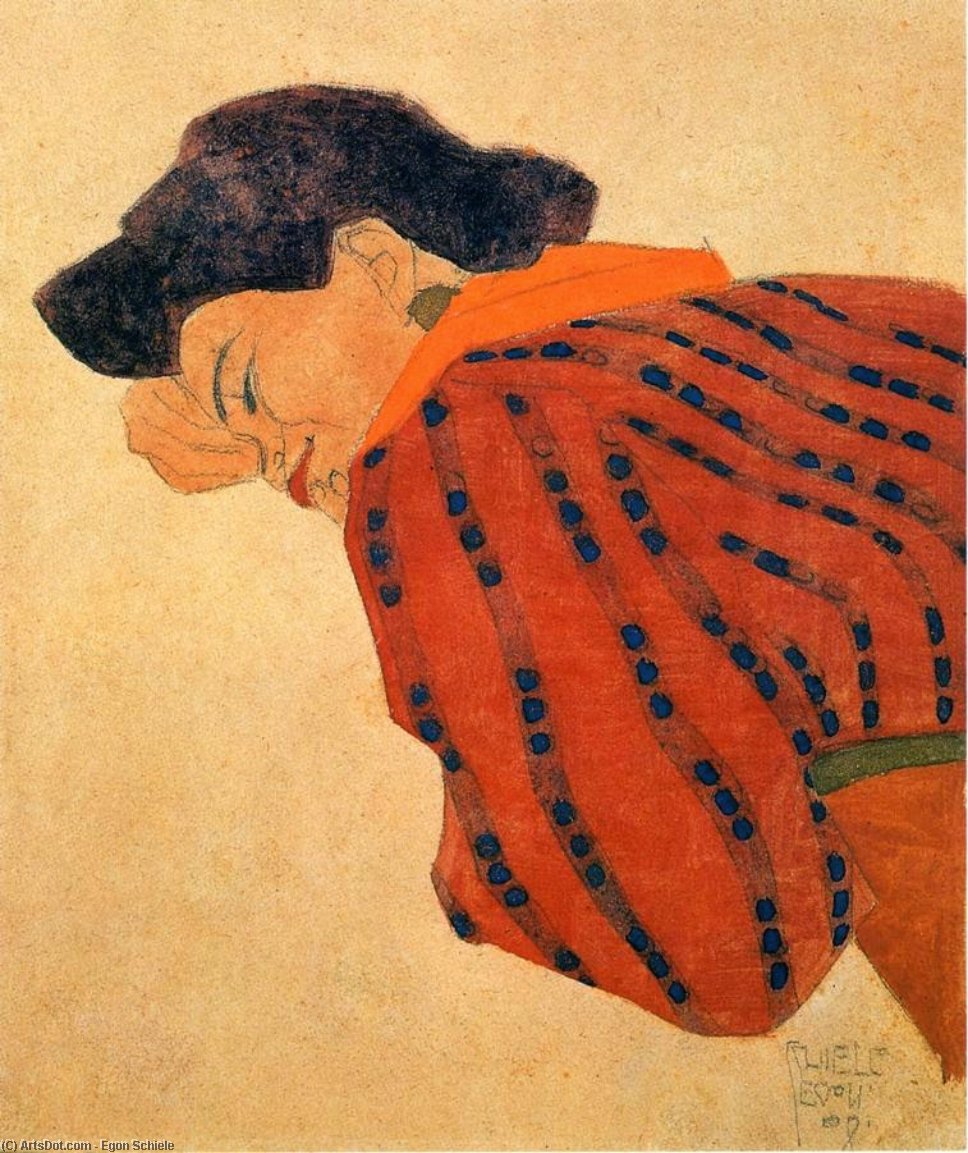 Reclining Woman With Red Blouse — Egon Schiele