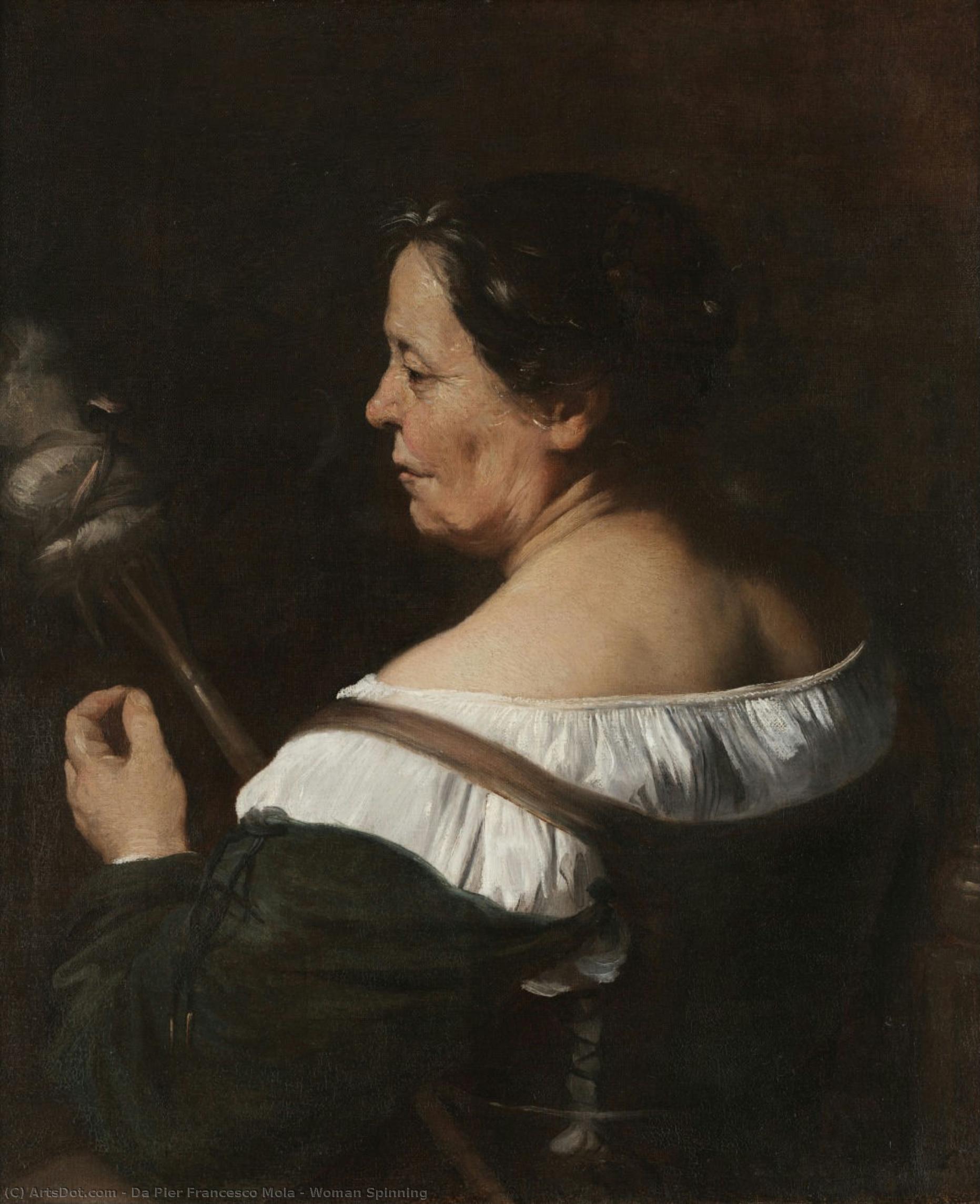 Woman Spinning — Da Pier Francesco Mola