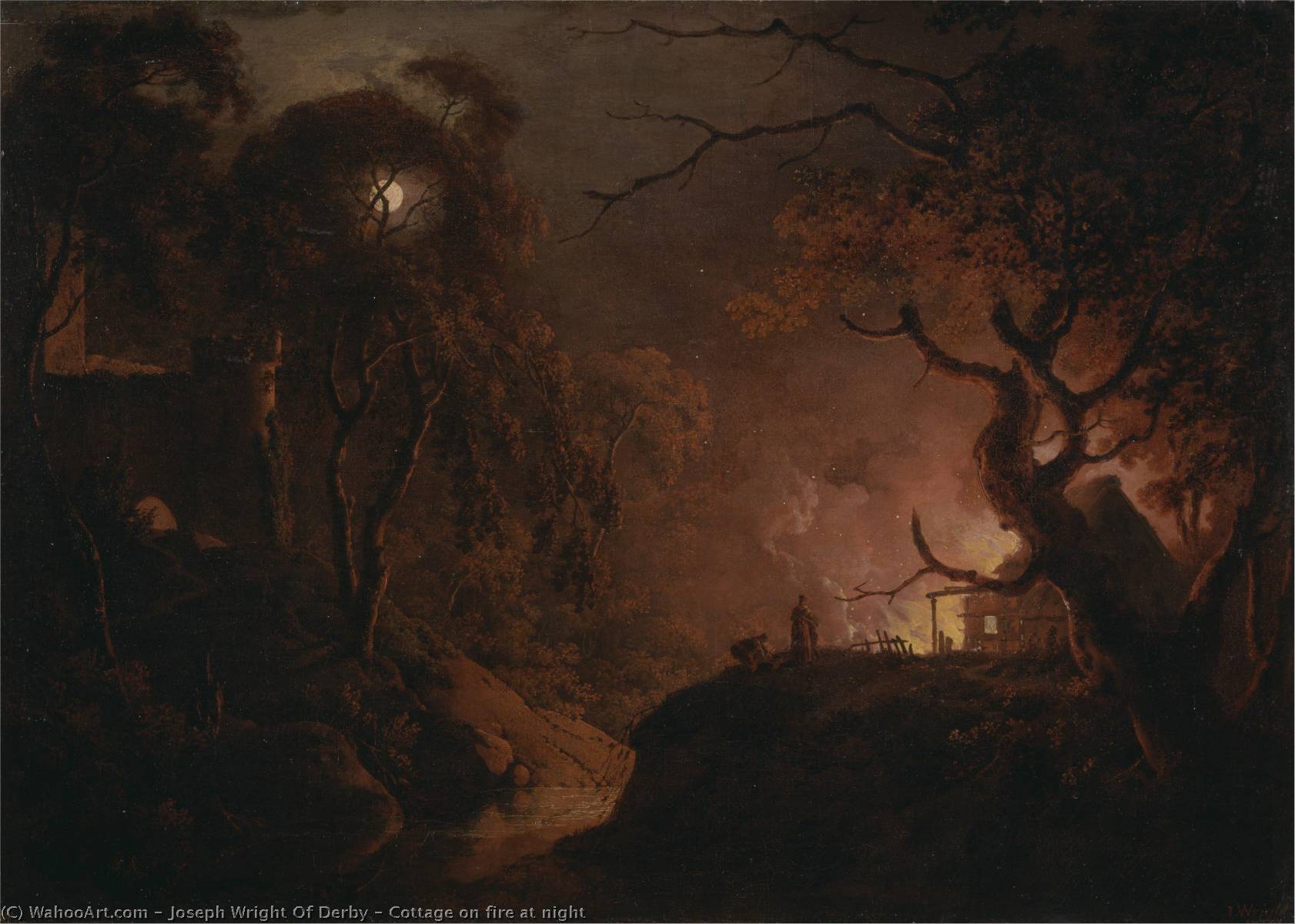 Cottage On Fire At Night — Joseph Wright Of Derby