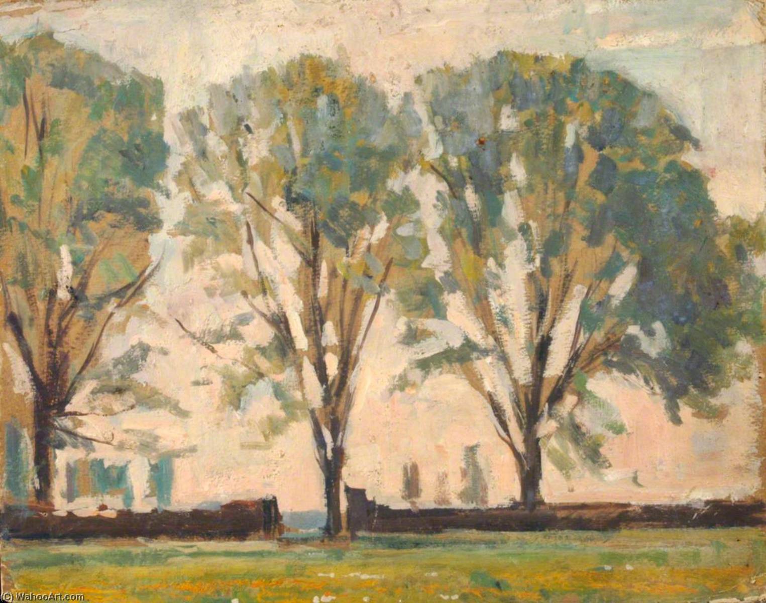 Trees By A Wall — Edward Robert King