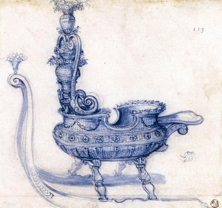 Sketch For A Sleigh Shaped Like A Basket Of Flowers — Giuseppe Arcimboldo