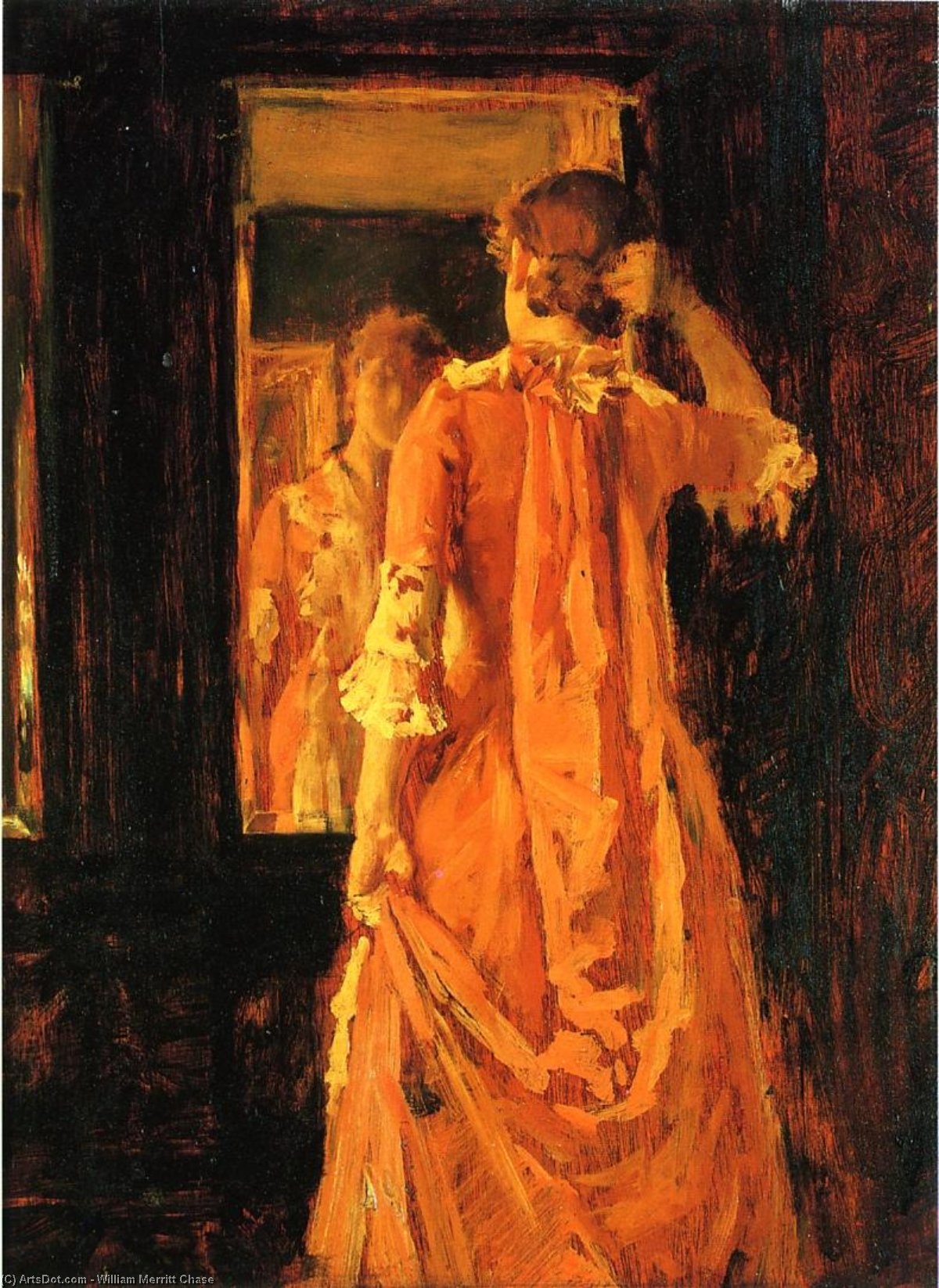 Young Woman Before A Mirror — William Merritt Chase
