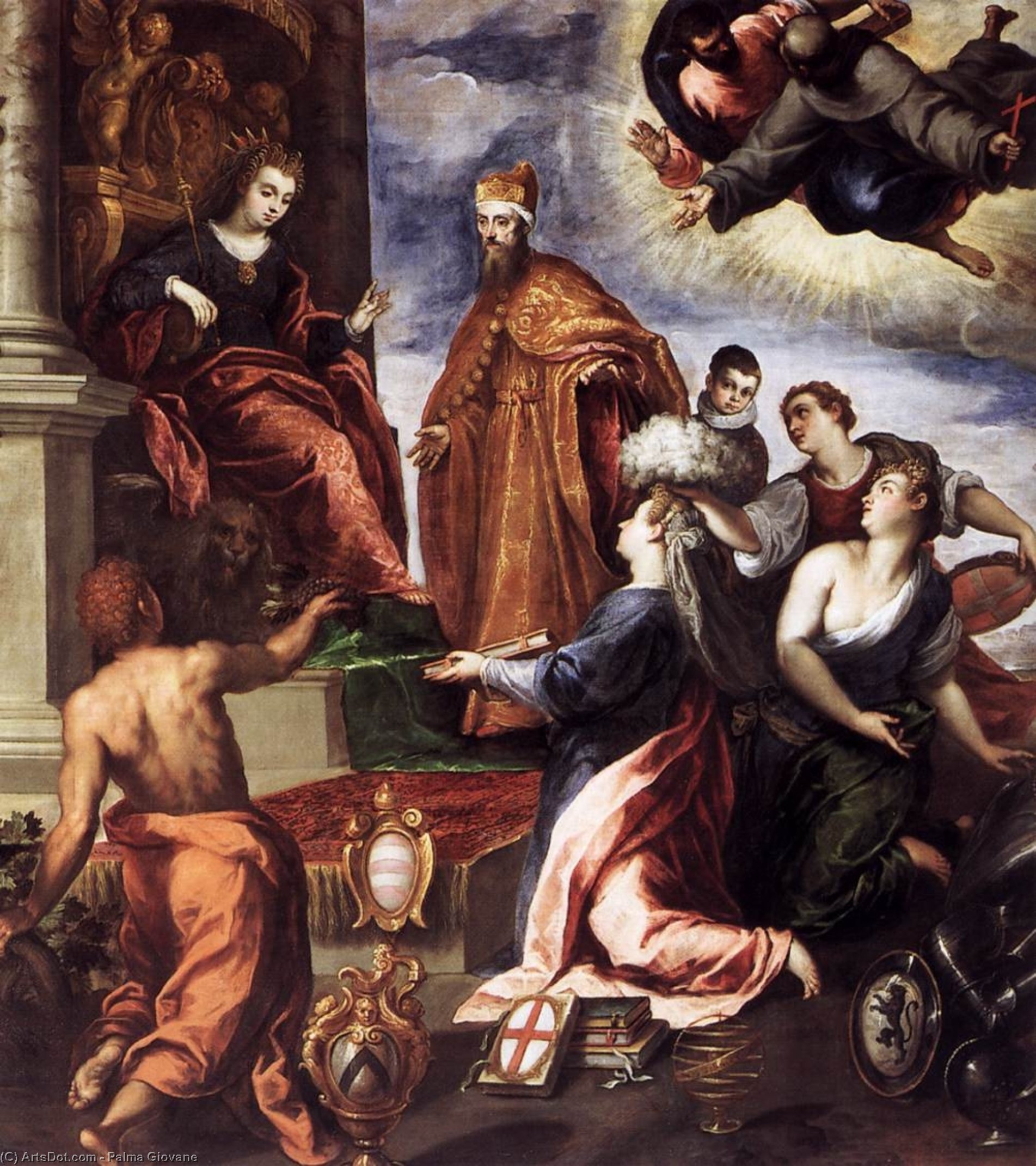 Doge Francesco Venier Presents The Subject Cities To Venice — Jacopo Palma Il Giovane