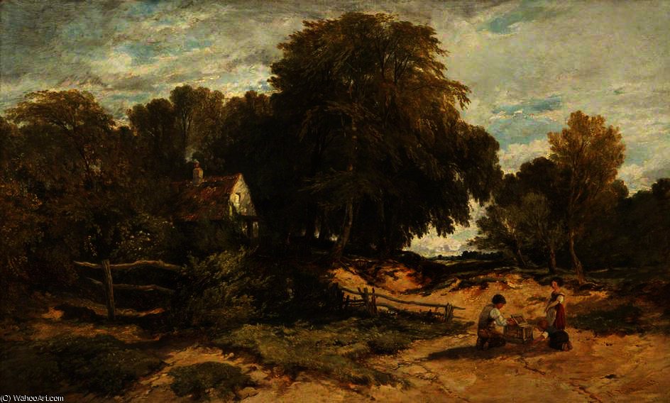 Wooded Landscape With Children — William James Müller