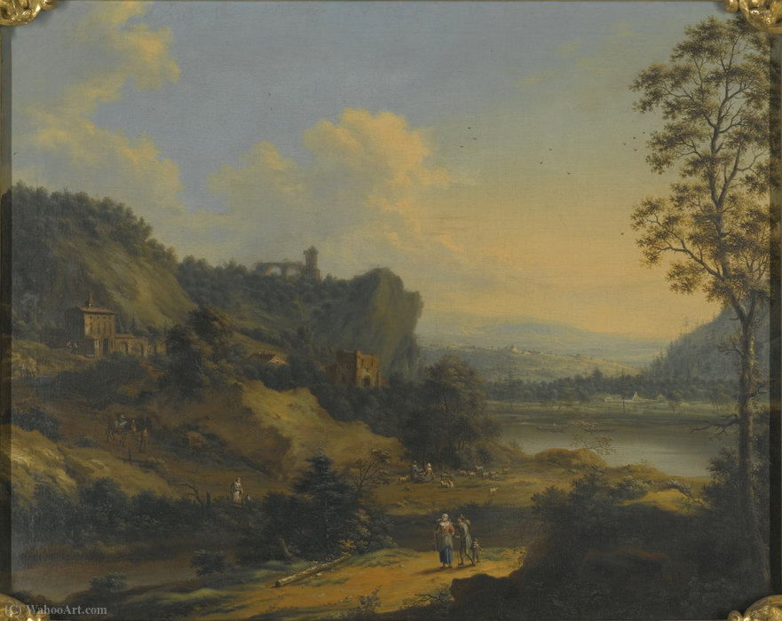 River Landscape With Figures — Johann Christian Vollerdt Or Vollaert