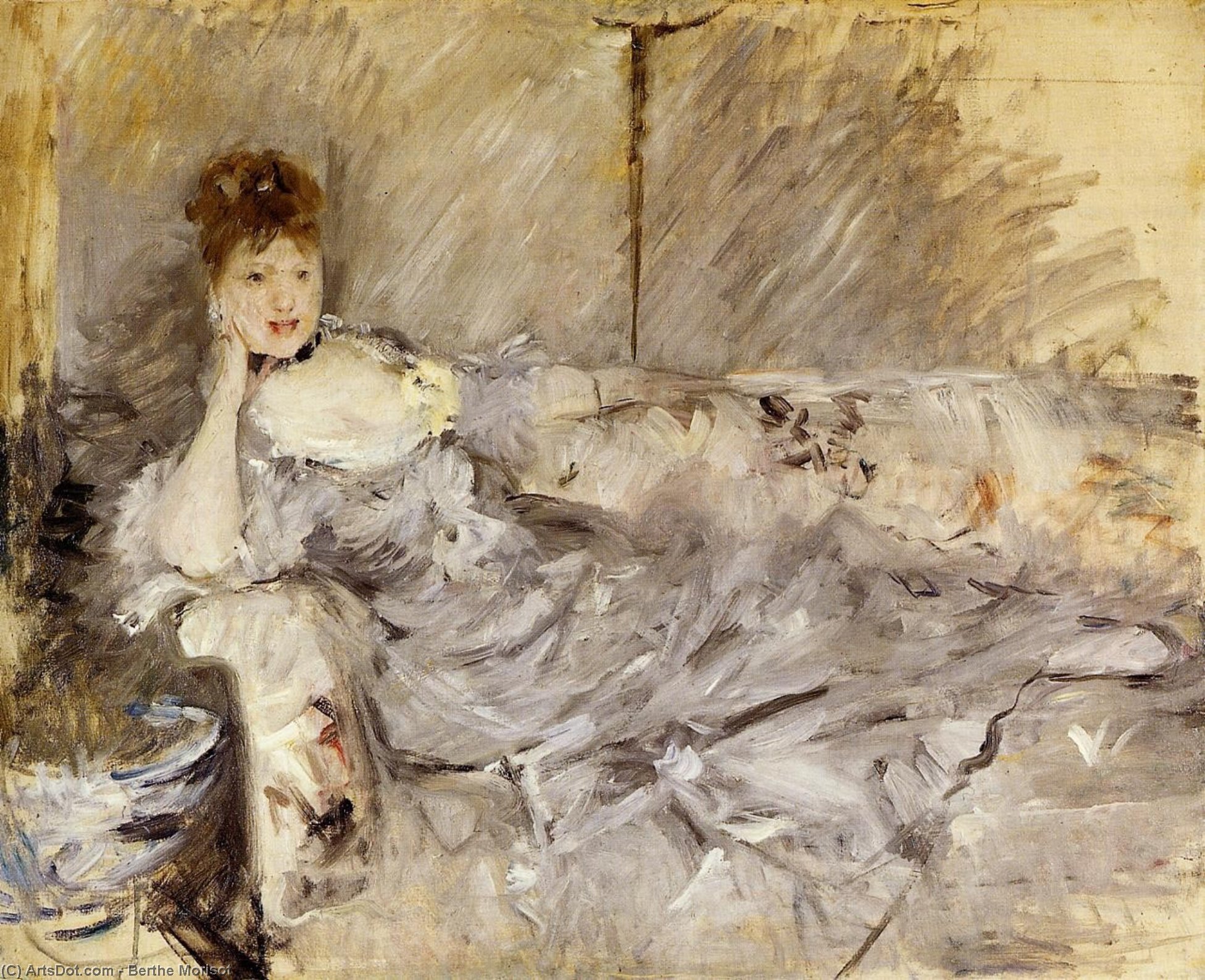 Young Woman In Grey Reclining — Berthe Morisot