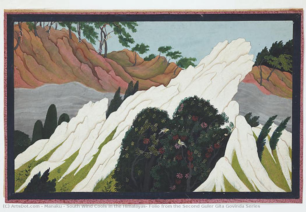 South Wind Cools In The Himalayas: Folio From The Second Guler Gita Govinda Series — Manaku