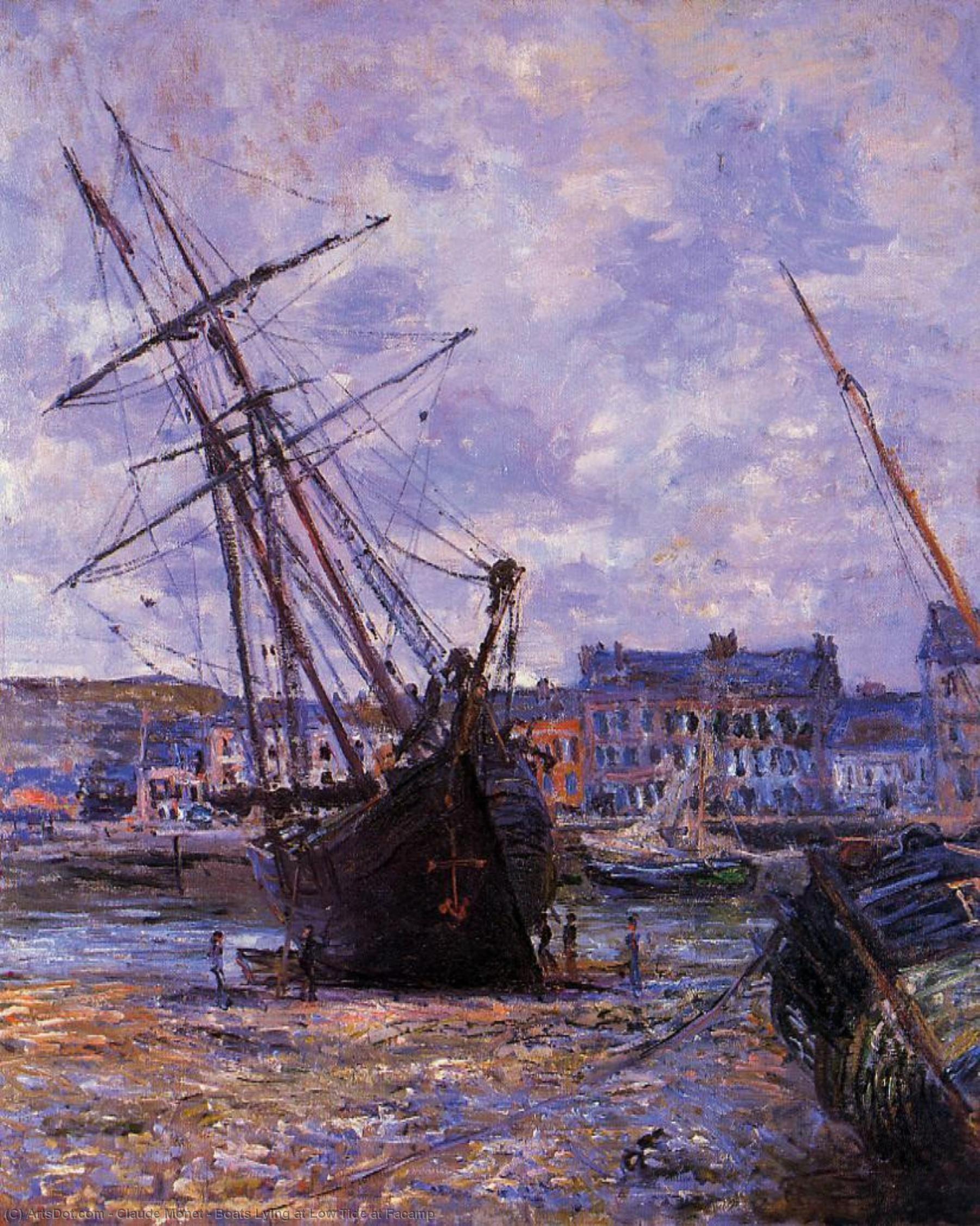 Boats Lying At Low Tide At Facamp — Claude Monet