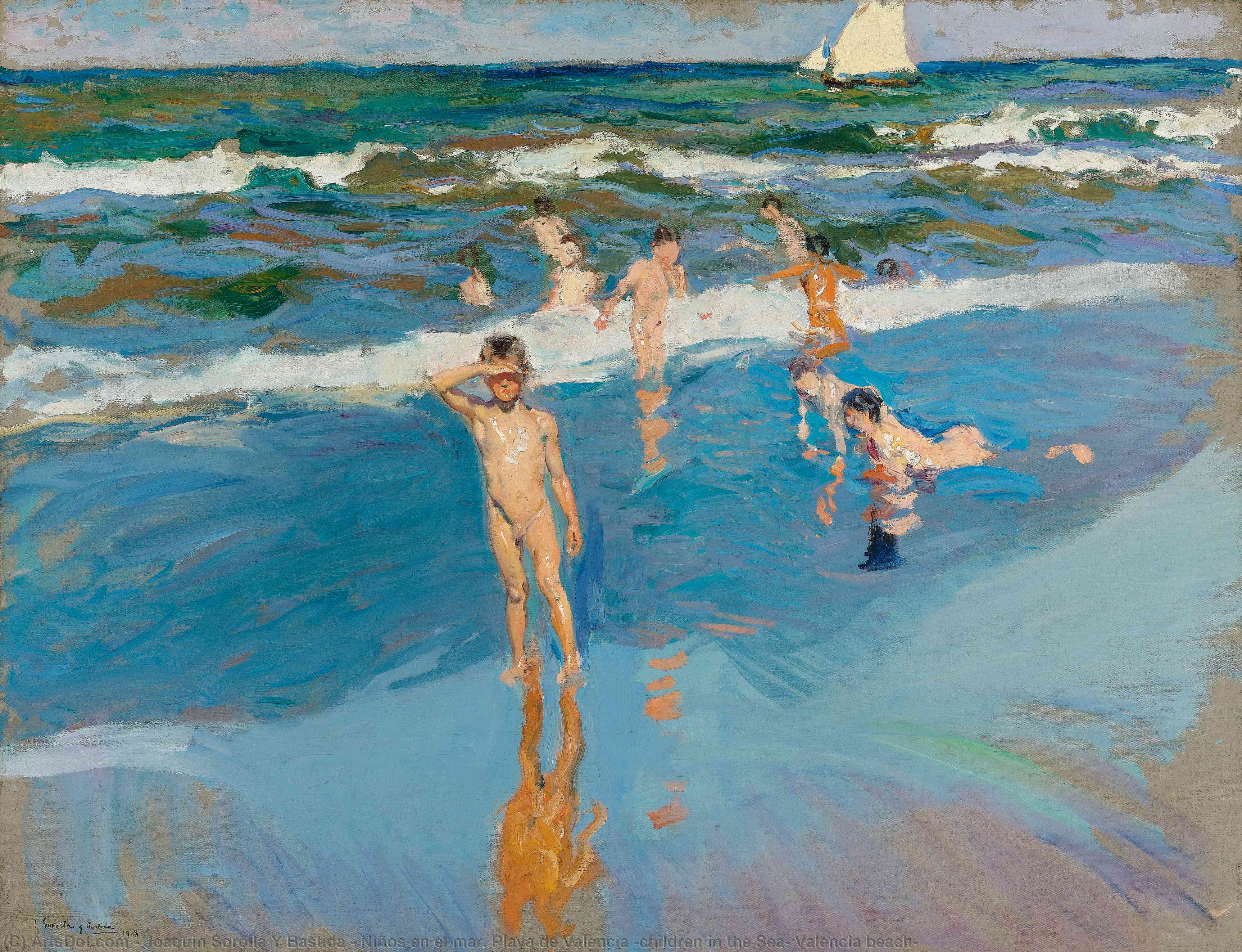 Niños En El Mar. Playa De Valencia (children In The Sea, Valencia Beach) — Joaquín Sorolla Y Bastida