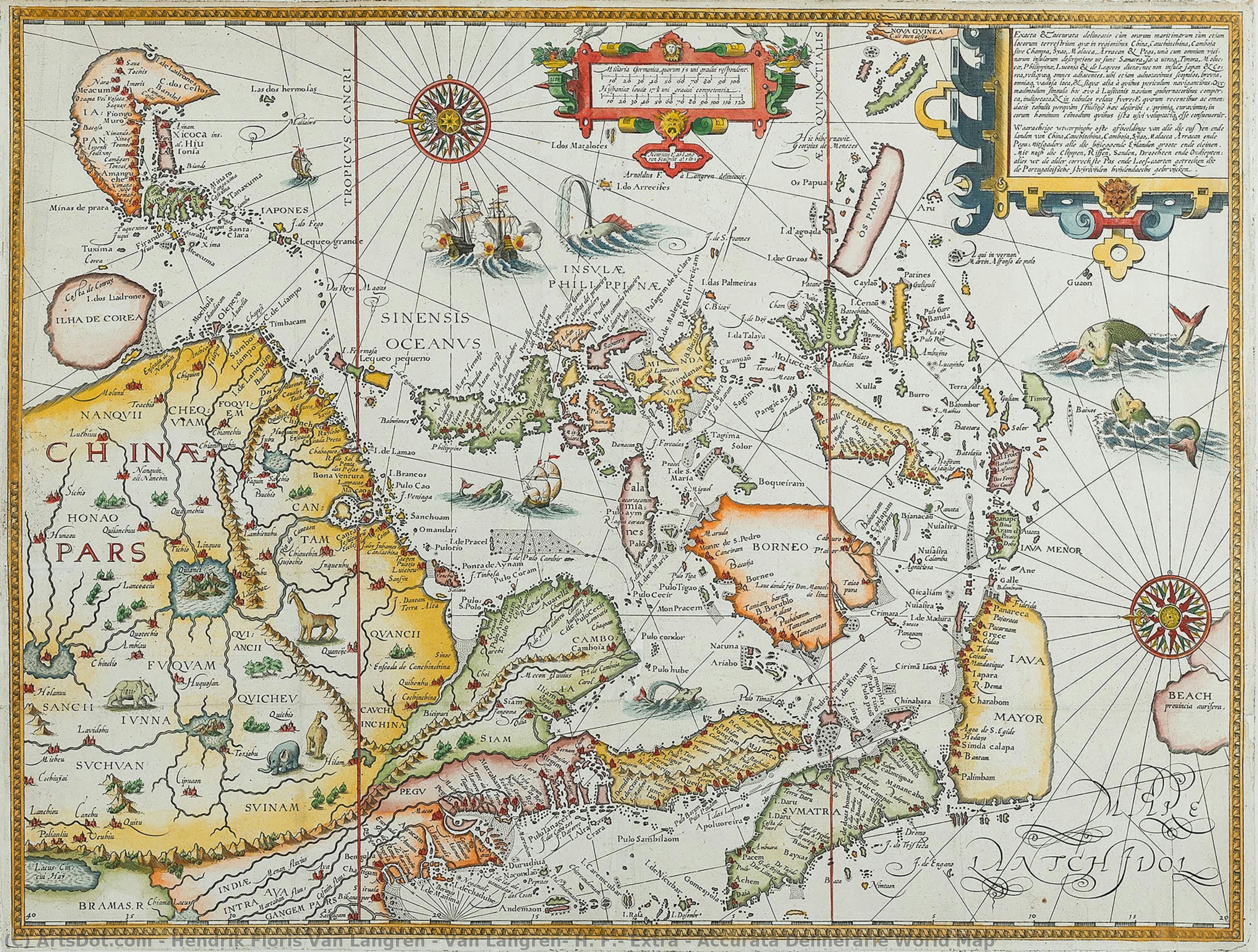 Van Langren, H. F., Extra & Accurata Delinerarie World Map — Hendrik Floris Van Langren