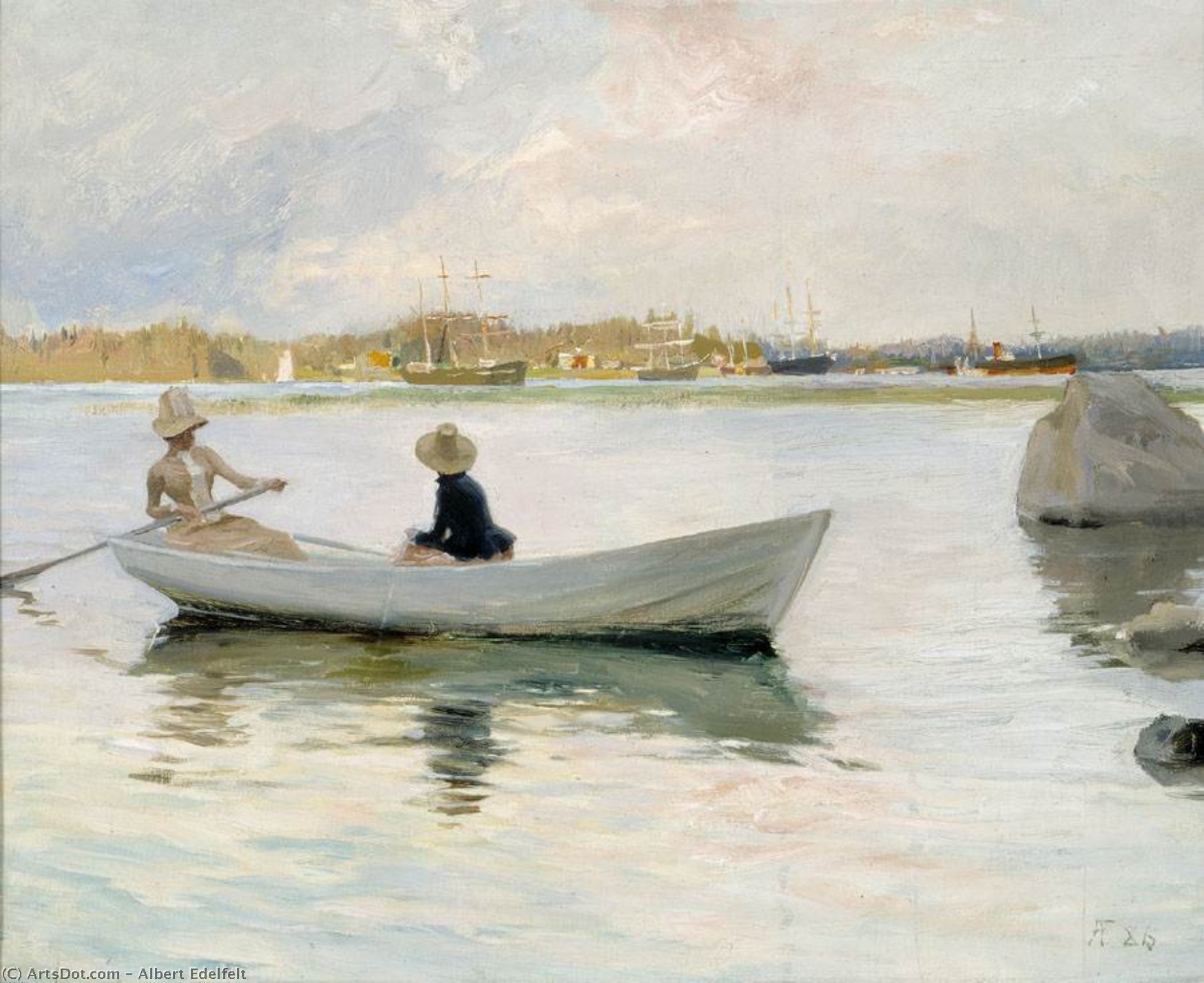 Boats In Harbour — Albert Edelfelt