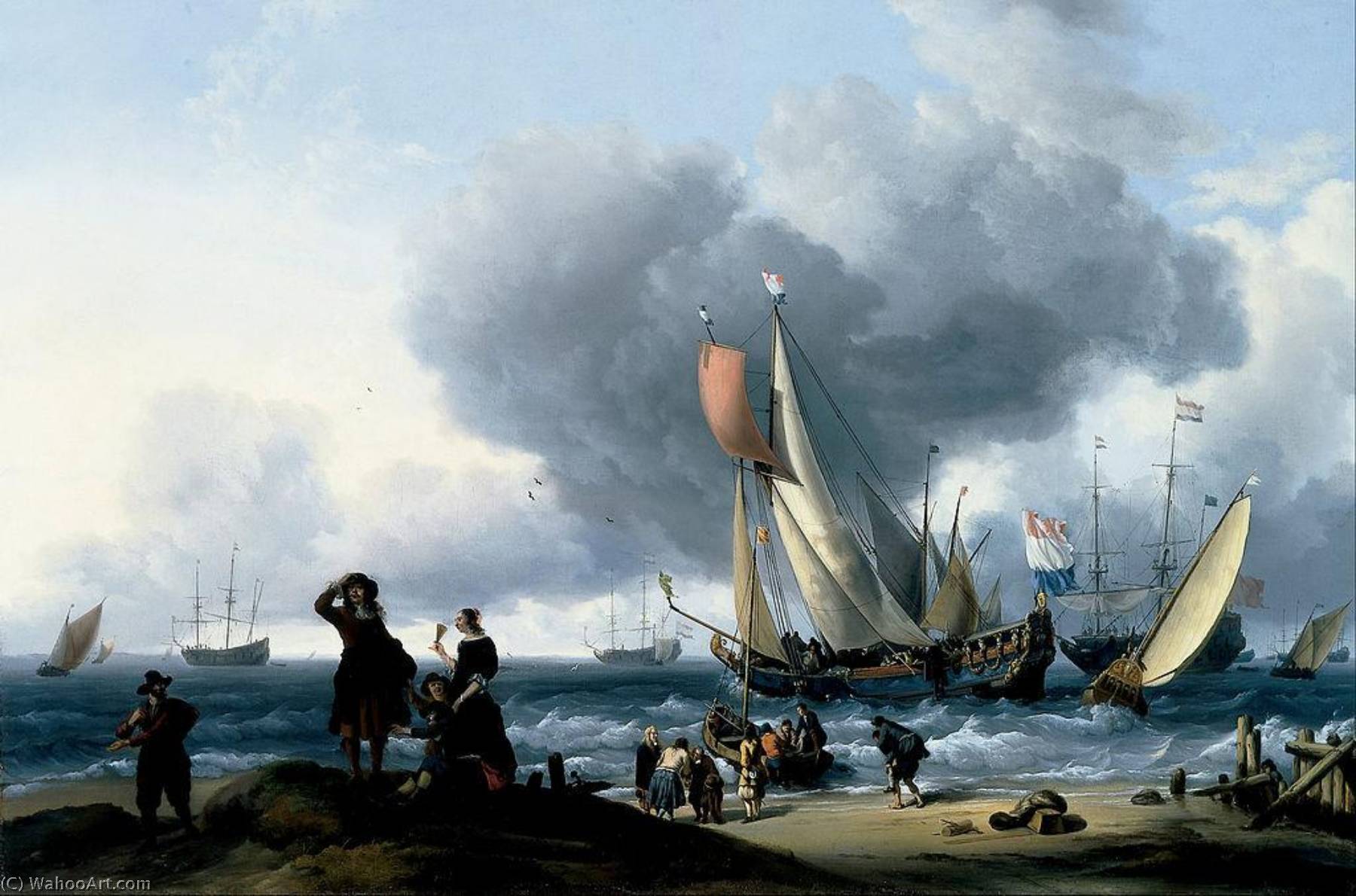 Dutchmen Embarking Onto A Yacht — Ludolf Backhuysen I