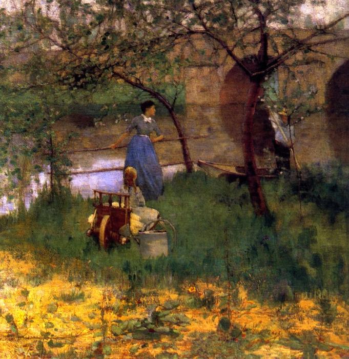 On The Loing, An Afternoon Chat — Sir John Lavery