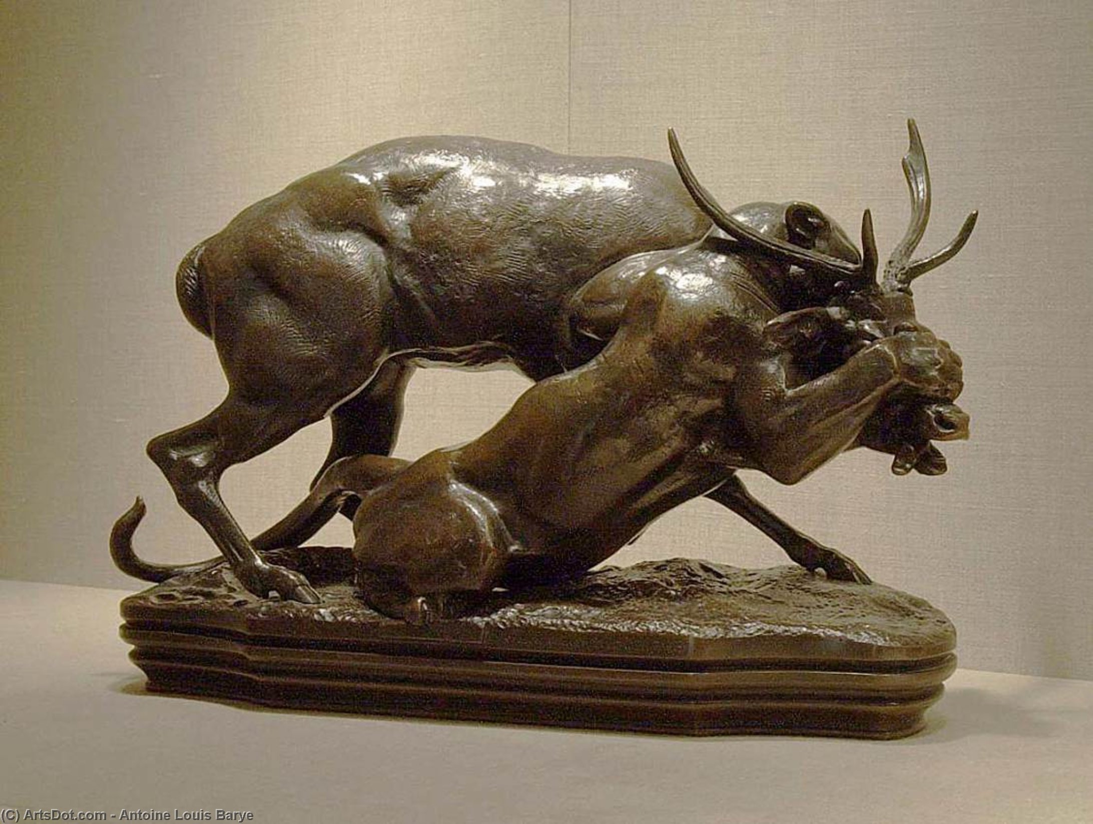 Panther Seizing A Stag — Antoine-louis Barye