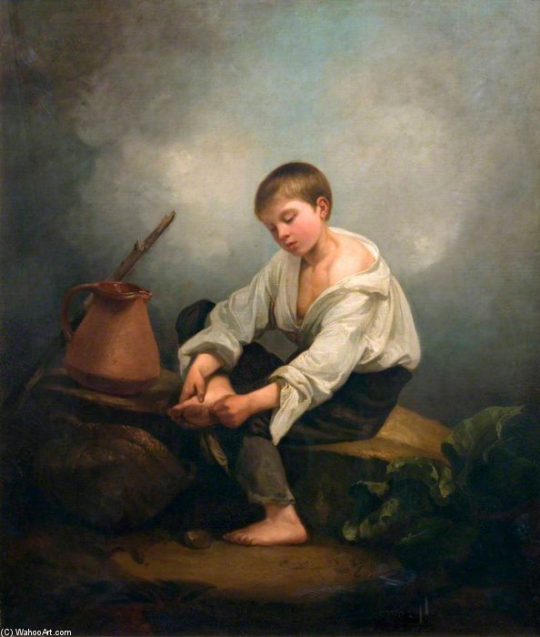 A Boy Extracting A Thorn From His Foot — Thomas Barker
