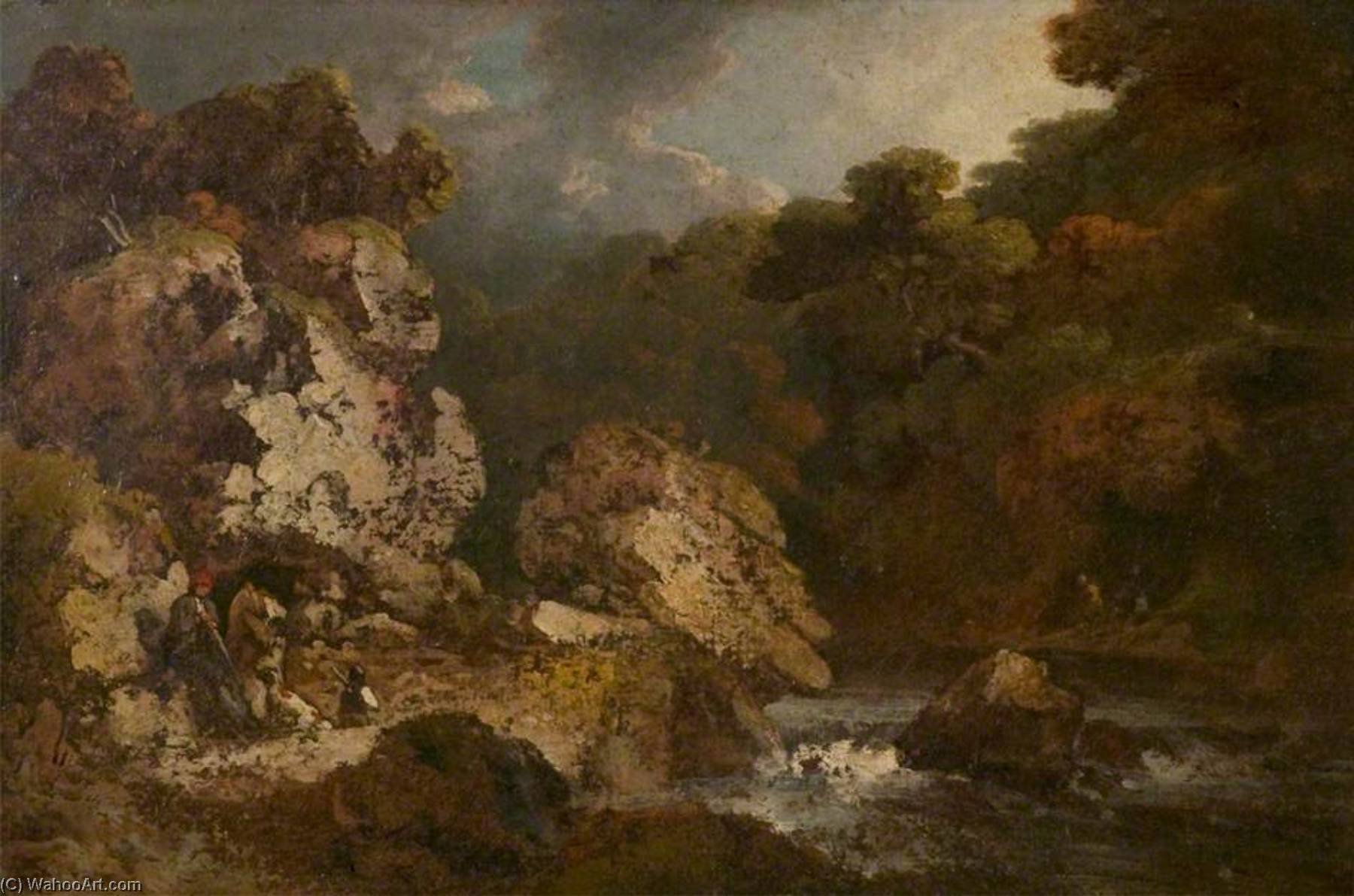 River Scene With Figures — George Howland Beaumont