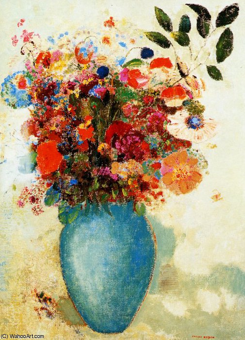 Flowers In A Turquoise Vase — Odilon Redon