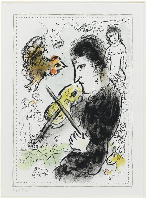 Fiddler Con Rústico — Marc Chagall