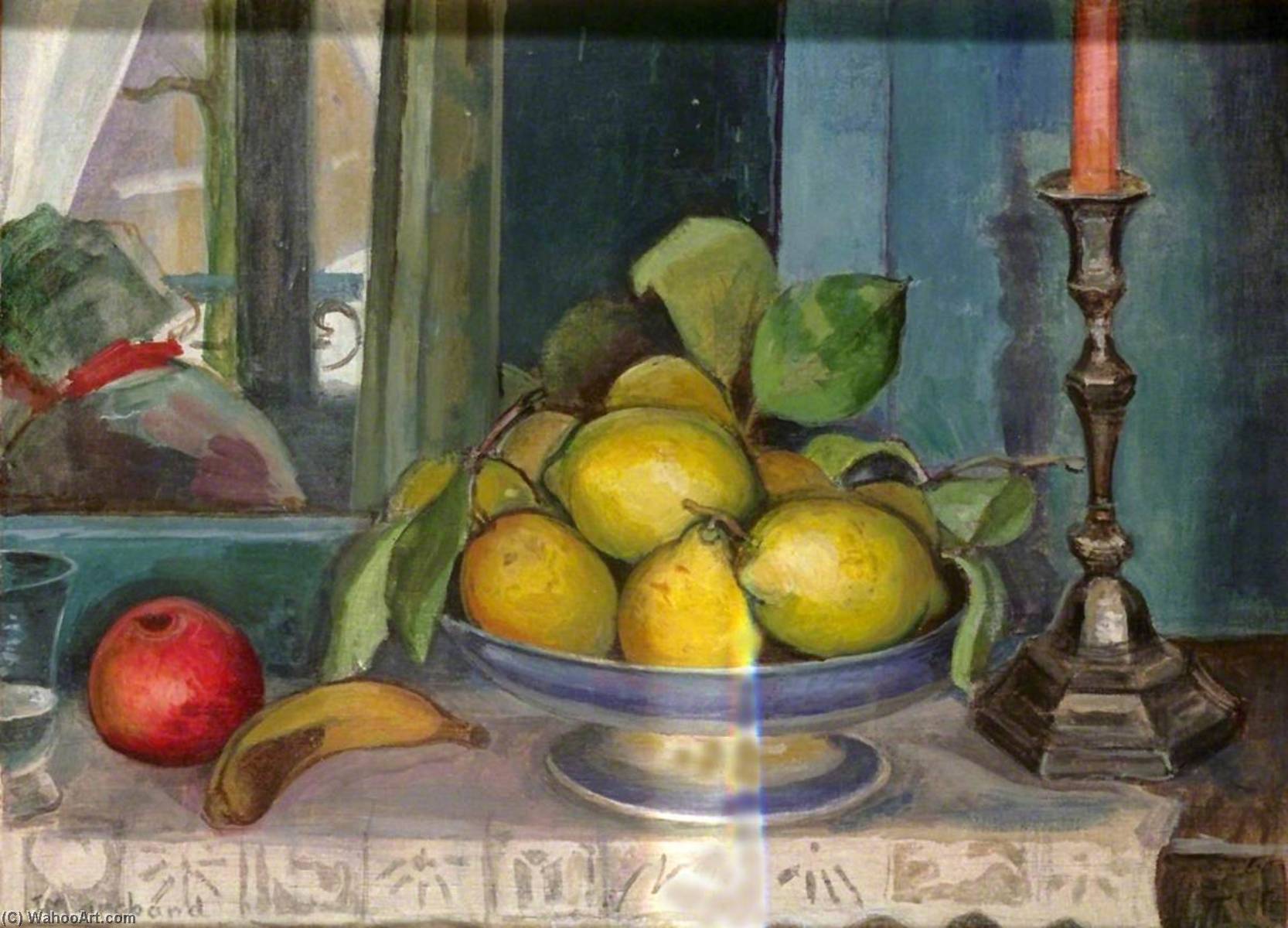 Still Life With Fruit And Candlestick — Jean Hyppolyte Marchand
