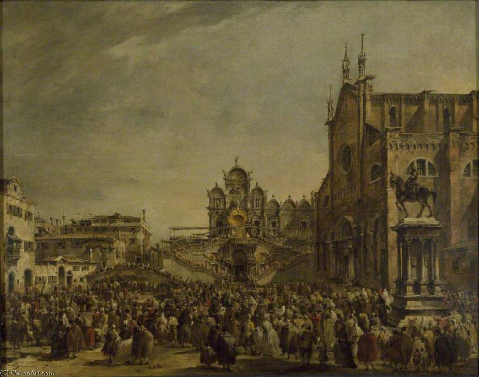 Pope Pius Vi Blessing The Crowd At Campo Ss Giovanni E Paolo, Venice — Francesco Lazzaro Guardi